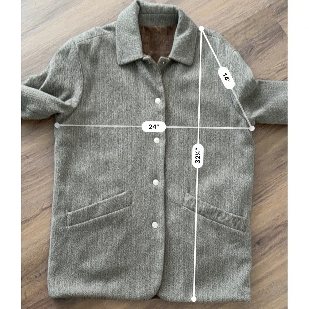 TRUSSARDI JEANS Wool Blend Herringbone Reversible Jacket Coat M Made in Italy‎